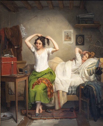 Jean-Augustin Franquelin (1798-1839) Le Lever - Tableaux et dessins Style Empire