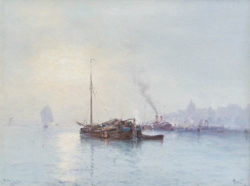 Marie Joseph Clavel (1850 - 1923) said Iwill, Morning Mist Effect in Dordrecht