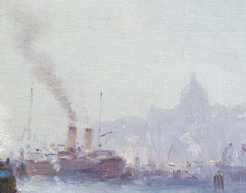 19th century - Marie Joseph Clavel (1850 - 1923) said Iwill - Morning Mist Effect in Dordrecht