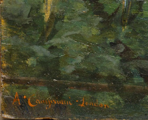 Alceste Campriani (1848 - 1933), The Visit of the elegant Ladies to the parrots - 