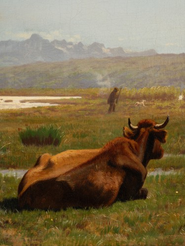 Paintings & Drawings  - Albert Lugardon (1827-1909) - Cattle in a meadow by a lake