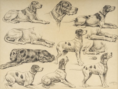 Georges-Fréderic Rötig (1873-1961) - Study of Dogs - Paintings & Drawings Style 