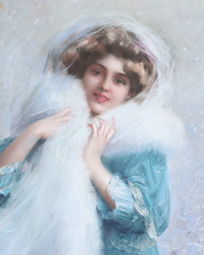 Tableaux et dessins Dessin, Aquarelle & Pastel - Delphin Enjolras (1865-1943) - Allegorie de l"hiver