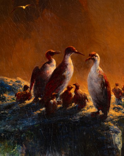 Eduard Hildebrandt (1818–1868) Cormorans au coucher du soleil sur l’Arctique - 