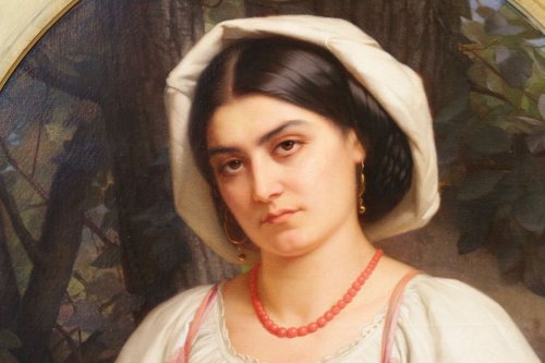 Louis Faivre-Duffer (1818-1897) - Portrait de femme - Tableaux et dessins Style 