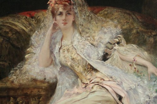 Paintings & Drawings  - Georges-Jules-Victor CLAIRIN (1843-1919) - Woman with mantilla