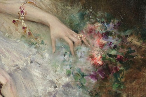 XIXe siècle - Georges-Jules-Victor CLAIRIN (1843-1919) - Femme à la mantille