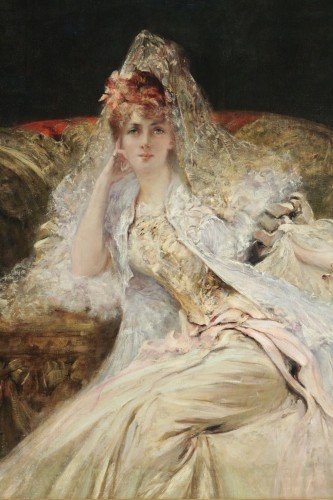 Antiquités - Georges-Jules-Victor CLAIRIN (1843-1919) - Femme à la mantille