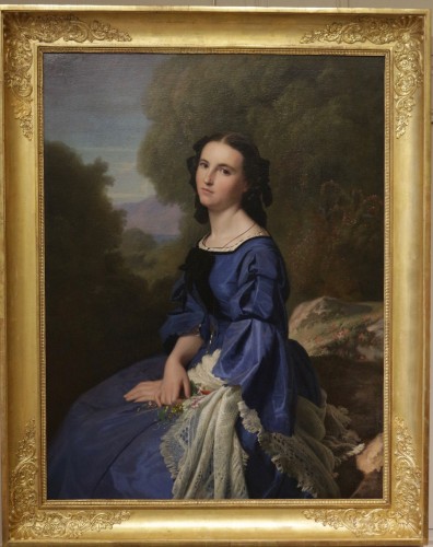 Paul Flandrin (1811-1902) - Jeune fille à la robe de soie bleue