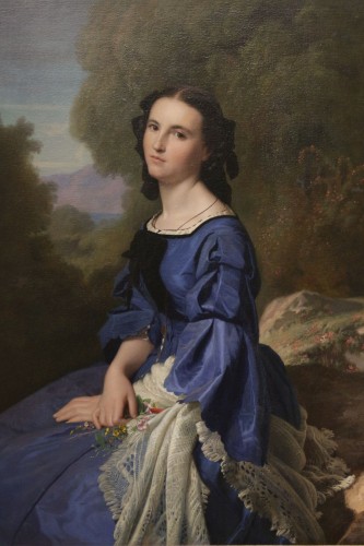 Paul Flandrin (1811-1902) - Jeune fille à la robe de soie bleue - Tableaux et dessins Style 