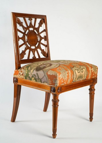 Suite de quatre chaises basses d'époque Lous XVI estampille Georges Jacob - Sièges Style Louis XVI