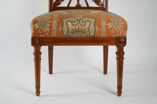 Antiquités - Suite de quatre chaises basses d'époque Lous XVI estampille Georges Jacob