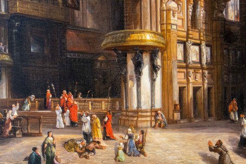 Tableaux et dessins Tableaux XIXe siècle -  Louis-Désiré THIENON (1812- Après 1881) - Intérieur de la cathédrale de Milan 