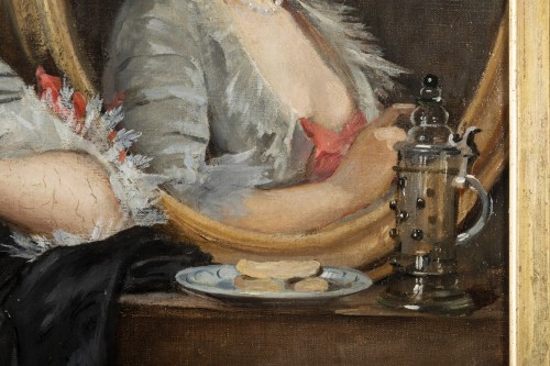 XIXe siècle - Elégante au chien - Madeleine-Jeanne Lemaire (1845-1928)