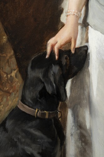 Antiquités - Elégante au chien - Madeleine-Jeanne Lemaire (1845-1928)