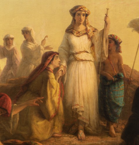 Louis LANG (1814-1893) - Egyptiennes implorant la fille du Pharaon Thermutis - Tableaux et dessins Style Napoléon III