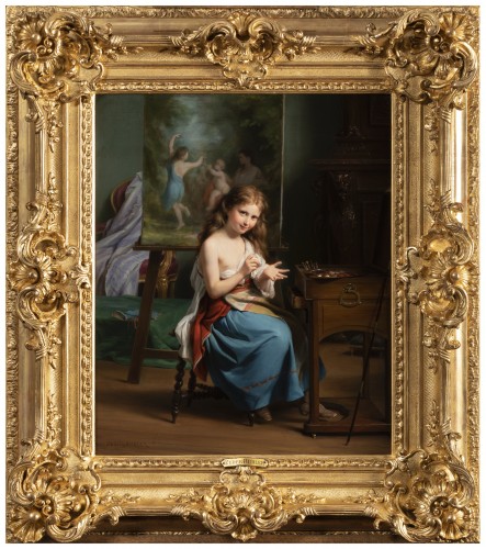 Fritz Zuber-Bühler (1822-1896) - Portrait d’une jeune fille dans son atelier