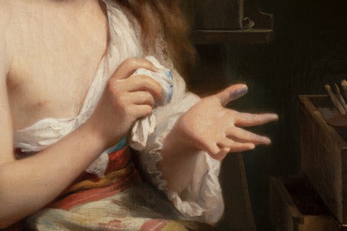  - Fritz Zuber-Bühler (1822-1896) - Portrait d’une jeune fille dans son atelier