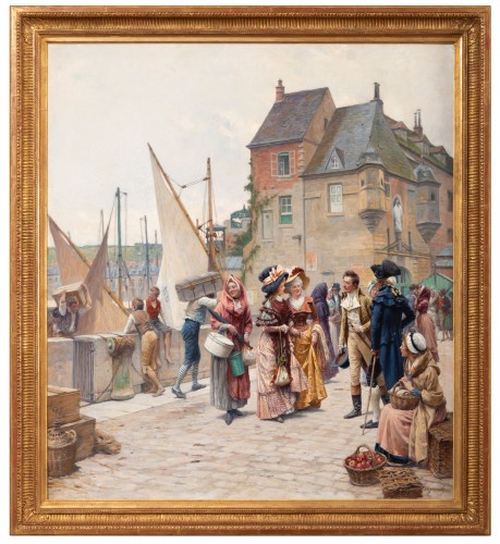 Adrien MOREAU (1843-1906) - La rencontre galante au port