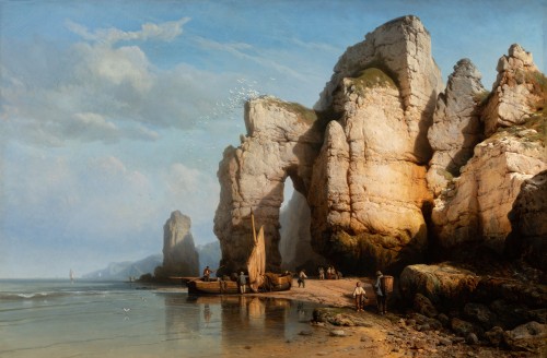  The Cliffs of Flamborough Head - Charles Joseph Kuwasseg (1802 - 1877) - Paintings & Drawings Style 