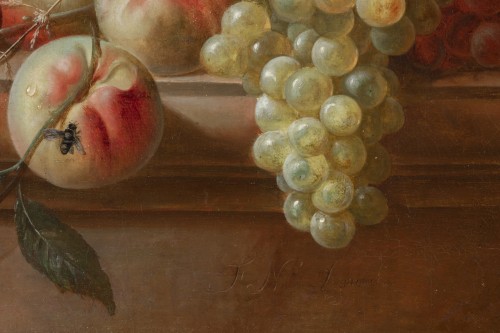 Paintings & Drawings  - Francois-Nicolas Laurent (1780- 1828) - Vase of flowers and fruits on an entablature