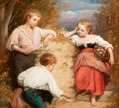 XIXe siècle - Enfants dans un parc - Amédée Ternante-Lemaire (1821 – 1900)