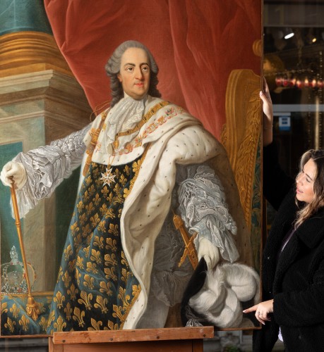 Paintings & Drawings  - Portrait of Louis XV in coronation attire, french school of the 9th century