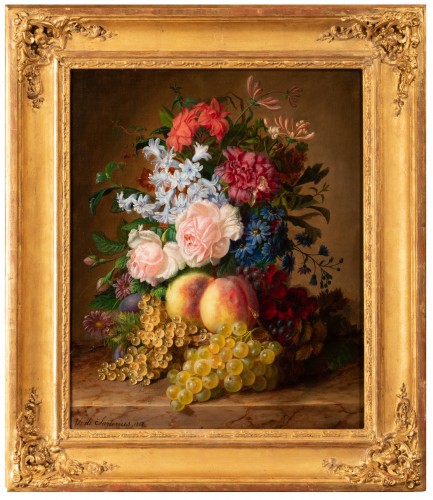 Virginie de Sartorius (1828-1908) - Still life with bouquet and fruits