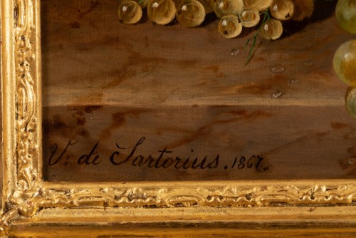 Antiquités - Virginie de Sartorius (1828-1908) - Still life with bouquet and fruits