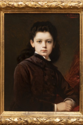 Young girl Portrait  - Nathaniel Sichel (1843 -1907) - Paintings & Drawings Style 