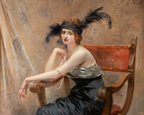Tableaux et dessins Tableaux XIXe siècle - Madeleine Lemaire (1845 - 1928) - Portrait présumé d’Anna de Noailles