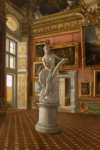 Tableaux et dessins Tableaux XIXe siècle - Santi Corsi (actif vers 1870-1900) - Intérieur de la salle de Jupiter au Palais Pitti