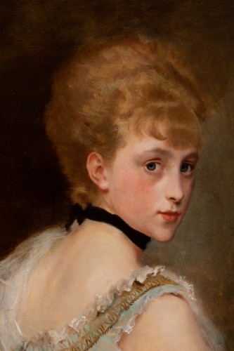 Tableaux et dessins Tableaux XIXe siècle - Gustave Jacquet (1846-1909) - Portrait d’une jeune fille