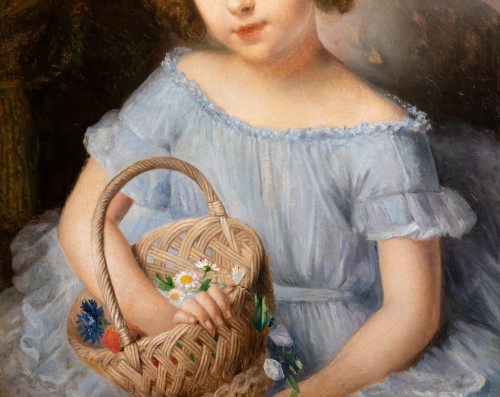 Jean-Marie DECOEUR (1822- ?) - Paire de portraits de deux petites-filles - Segoura Fine Art