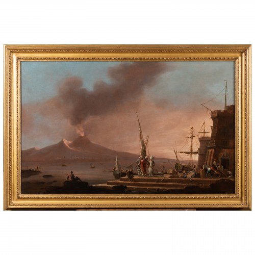 XVIIIe siècle - Éruption du Vésuve - atelier de Charles Francois Lacroix de Marseille