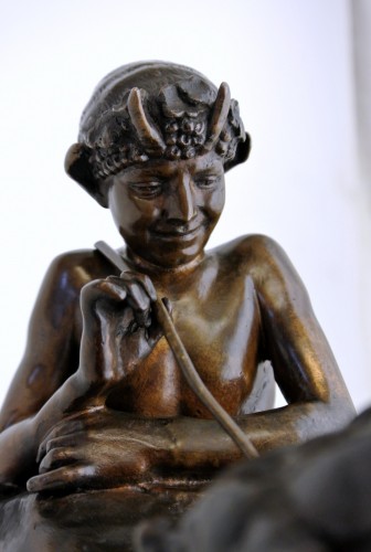 Sculpture Sculpture en Bronze - "Pan et oursons" d'après Emmanuel Frémiet (1824-1910)