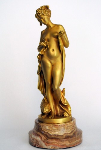 Baigneuse au chat d'après Carrier-Belleuse (1824-1887) - Sculpture Style Art nouveau