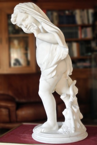 Sculpture Sculpture en Marbre - Cupidon - Jules Halkin (1830-1888)