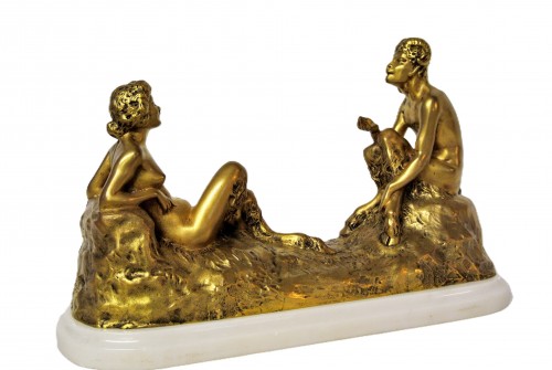 XXe siècle - Couple de faunes - Joe Descomps (1869-1950)