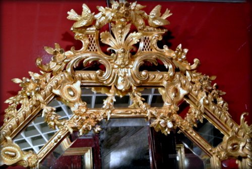 Antiquités - Miroir Napoléon III à réserves