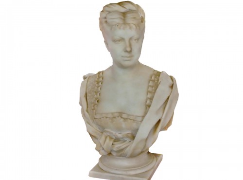 White marble bust signed h icard