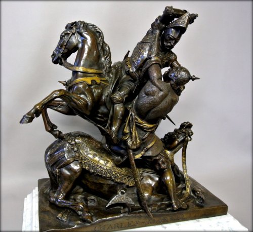 Groupe en bronze "Charles Martel combattant Abdérame" signé Gechter