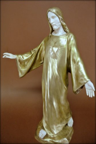 "Le Sacré coeur de Jésus" statue signée P Gasq - Art Déco