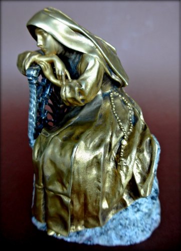 Sculpture  - &quot;Contemplative religious&quot; signed P CANONICA