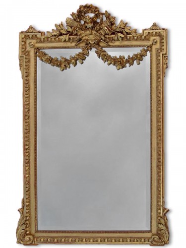 Miroir du XIXe doré à la feuille d'or