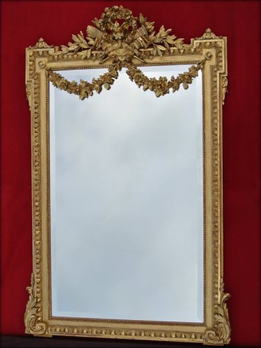 Miroir du XIXe doré à la feuille d'or - Miroirs, Trumeaux Style Napoléon III