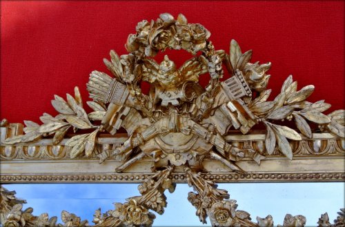 Miroir du XIXe doré à la feuille d'or - Napoléon III