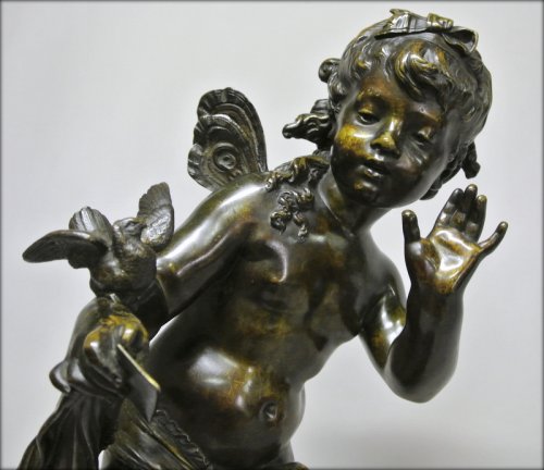 Antiquités - &quot;The message&quot; bronze signed  Auguste Moreau