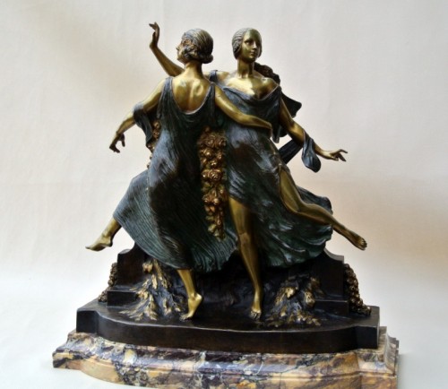 Sculpture Sculpture en Bronze - Groupe Art-Nouveau signé JD GUIRANDE (Joe Descomps 1869/1950)