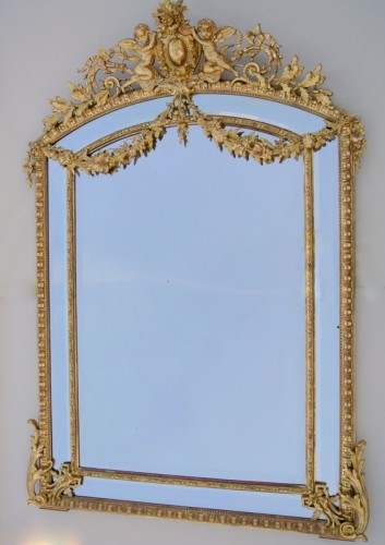 Antiquités - Miroir à fronton d'époque Napoléon III